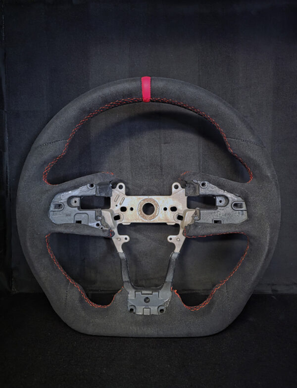 Race Essence Steering Wheel for TOYOTA SUPRA (MKV) - Heritage - Full Alcantara - Red Stitching - Red Stripe